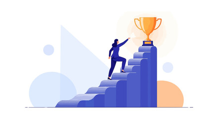 Fototapeta premium Achieving goals, reaching success in business, career aspirations, and personal growth