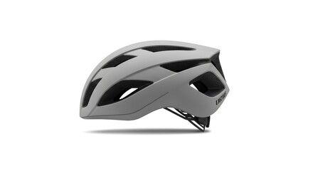 Sleek Light Gray Cycling Helmet Isolated on White Background for Road Bike Safety and Performance