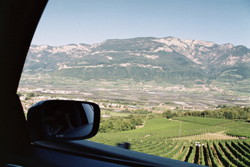 Scenic vineyard and mountains view in South Tyrol Italy
