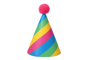 Party hat birthday celebration accessory with pom-pom