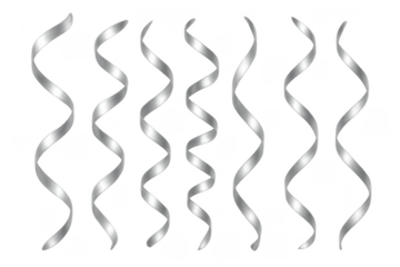 Silver curling party streamers falling celebration design