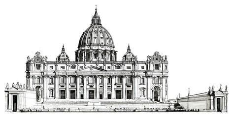 Obraz premium PNG Detailed sketch of historic architecture