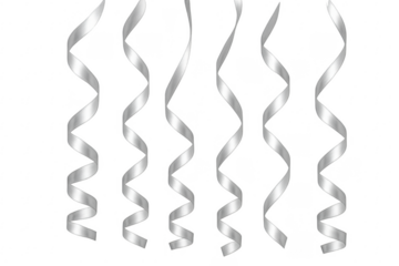 Silver curling party streamers decorating celebration event background