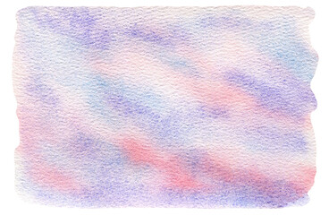 Tranquil coral pink, purple and blue pastel colours gradient watercolor painting splash background. Abstract paintbrush striped watercolour spray illustration for sunrise design, greeting cards