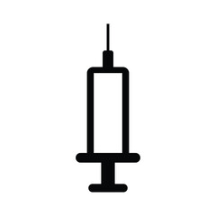 Injection Icon Silhouette. Medical Syringe Symbol for Healthcare and Vaccination.