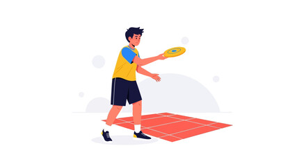 Obraz premium Athlete Playing Disc Toss Sport During A Sunny Day And Having Fun Outdoors