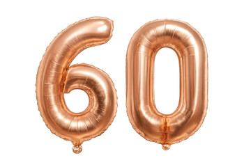 Rose gold number 60 foil balloon celebrating birthday