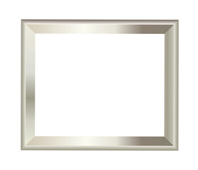 Fototapeta premium Shiny Silver Picture Frame Landscape Orientation Vector Illustration on White