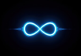 Bright Blue Neon Infinity Symbol With Electric Energy Effect abstract background