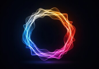 Colorful Ring of Flowing Light Energy on Black Background abstract circle