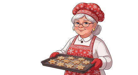 Illustration of a smiling woman dressed as Mrs