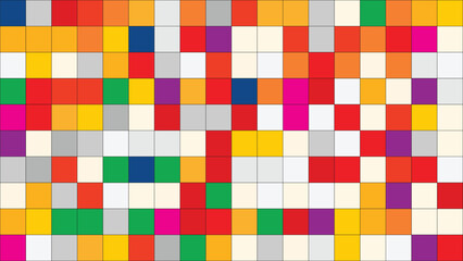 Vibrant Random Mosaic Pattern Background with Colorful Square Tiles Geometric Grid Texture Vector Illustration