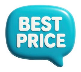 Glossy blue bubble sticker with BEST PRICE offer in bold lettering, effective retail discount promo on transparent background.