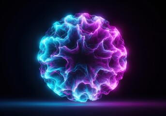 Pulsating Sphere of Cyan and Magenta Energy abstract glowing
