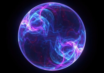 Swirling Blue And Pink Energy Sphere With Abstract Nebula Effect bright bubble