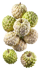 Fototapeta premium A delicious pile of fresh custard apples fruit isolated on transparent background