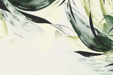 Abstract green leaf watercolor png paint texture overlay, transparent background