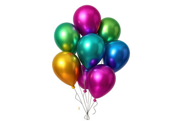 Colorful shiny metallic balloons cluster celebrating party event