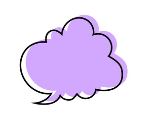 Cute speech cloud template. Empty dialogue balloon, text box, speaking frame, message tag, idea label, thought sticker isolated on white background. Vector illustration.