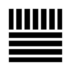 Black striped square shape. Streaky geometric form isolated on white background. Minimalistic design element. Vector graphic illustration.