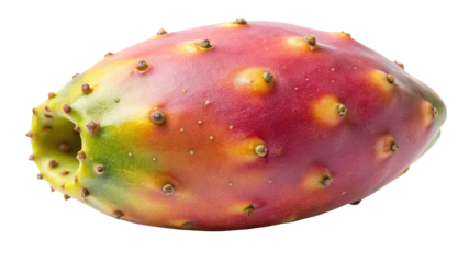 Vibrant prickly pear cactus fruit with spines isolated on transparent background