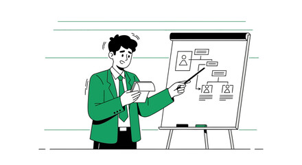 Business Presentation Illustrates Organizational Structure And Strategy With Diagram
