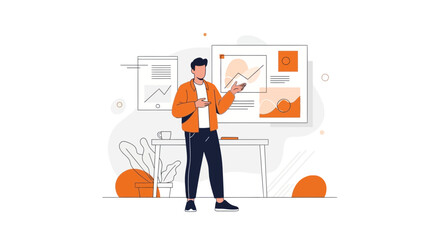 Business Presentation Illustration: A Modern Approach to Data Analysis and Innovation