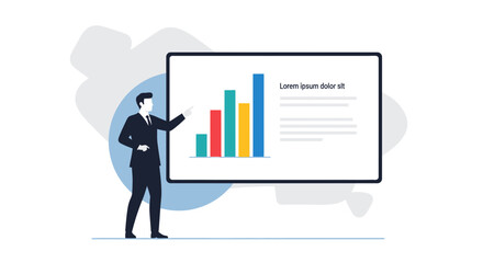 Fototapeta premium Business Presentation: Analyzing Visual Data Using Charts and Graphs for Growth Strategies
