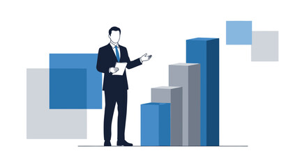 Obraz premium Business Presentation Depicting A Growing Statistical Framework and Financial Analysis