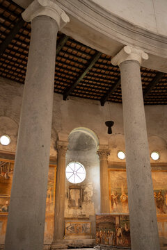 Historic Church Interior with Frescoes
