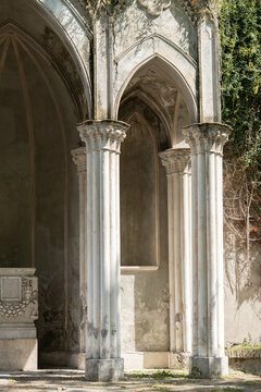 Gothic Stone Columns in Sunlight