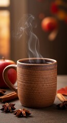 cup of coffee and cinnamon sticks