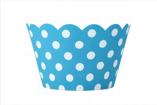 Blue polka dot scalloped cupcake paper liner