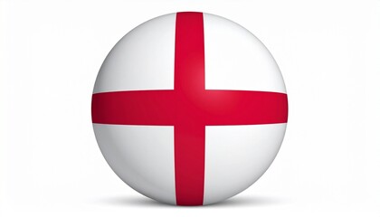 Soccer ball with England flag design, red St George’s cross on white panels, symbolic national pride.