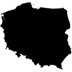 Editable black detailed vector silhouette of the country of Poland.