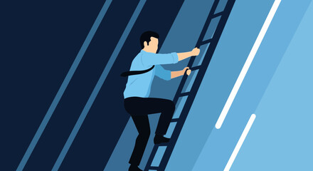 Businessman Climbing Ladder Depicting Success Ambition And Growth In The Business World