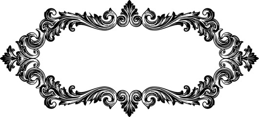 Fototapeta premium Ornamental botanical flourish in black and white vector with floral elements framing a circle 
