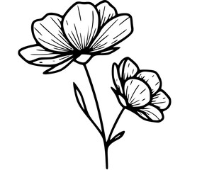 Obraz premium Simplified botanical illustration of a minimalist flower logo on a white background. 