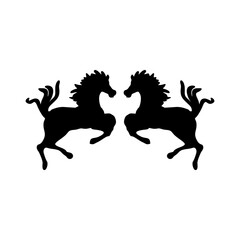 A bold black vector silhouette of a dragon and horse is a striking animal illustration and symbol suitable for a tattoo design