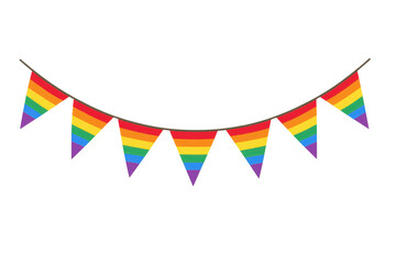 Pride rainbow flag bunting celebrating lgbtqia+ community