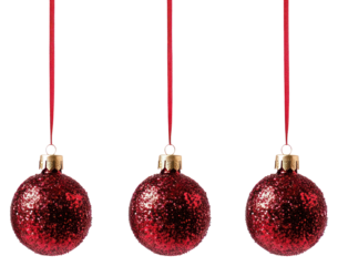 PNG A four cute christmas pattern glitter red baubles hanging down ornaments accessories decorations.