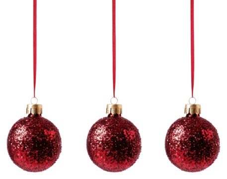 PNG A four cute christmas pattern glitter red baubles hanging down ornaments accessories decorations.