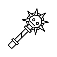 Spiked mace icon illustration in minimalistic line art style  