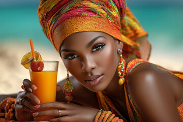 young woman drinking cocktail