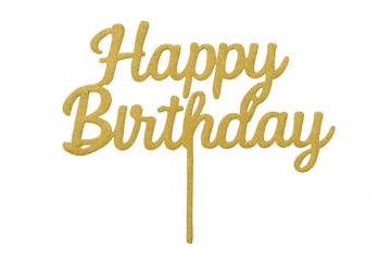 Gold glitter happy birthday cake topper calligraphy lettering