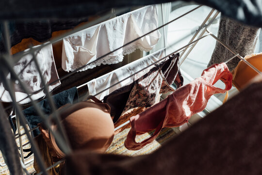 Underwear on a drying rack