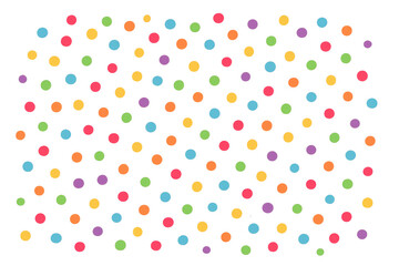 Colorful polka dots scattered on transparent background