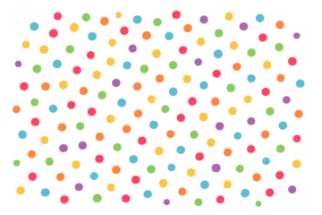 Colorful polka dots scattered on transparent background