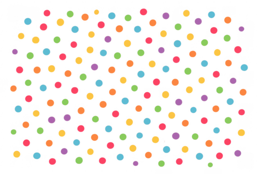 Colorful polka dots scattered on transparent background