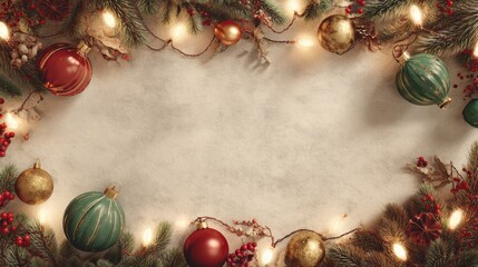 Festive Vintage Christmas Flat Lay — Warm Holiday Frame